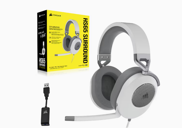 Corsair HS65 Surround Gaming Headset; White.