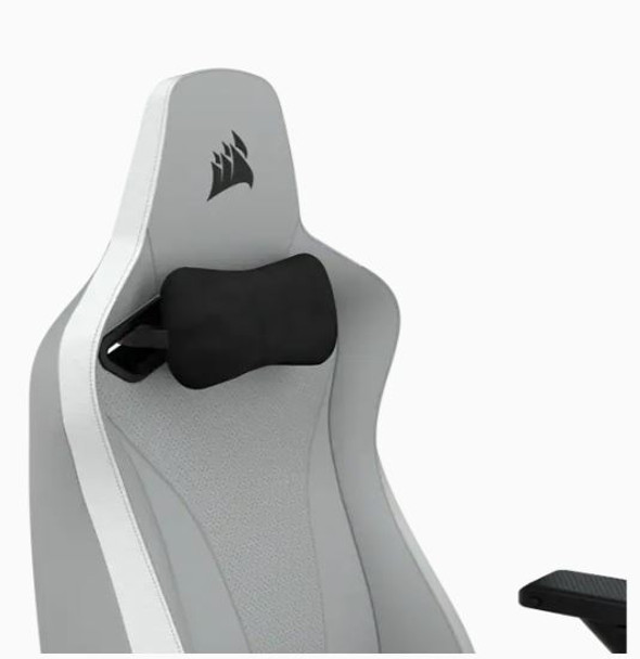 CORSAIR TC200 Leatherette Gaming Chair; Standard Fit; Light Grey/White