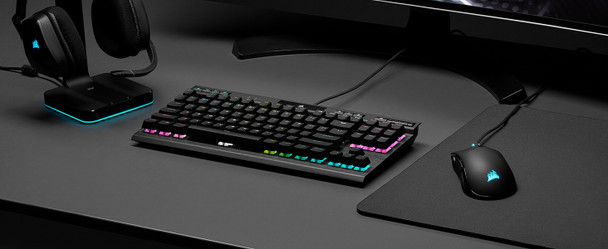 Corsair K70 RGB TKL Mechanical Gaming Keyboard; Backlit RGB LED; Cherry MX Speed Keyswitches; Black