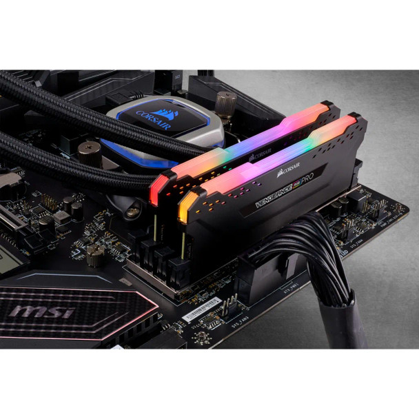 Corsair VENGEANCE® RGB PRO 16GB (2 x 8GB) DDR4 DRAM 3600MHz C18 Memory Kit; 18-22-22-42; 1.35V; Black.