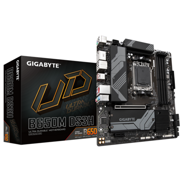 GIGABYTE AMD B650 Chipset for AMD AM5; 4x Dual DDR5; 2x M2; 1x HDMI 2x DP.