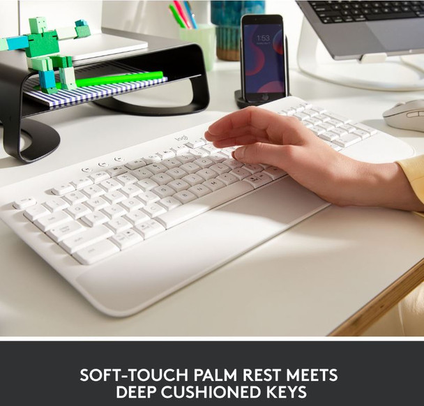 Logitech - SIGNATURE K650 integrated soft-touch palm rest; full-size layout; dedicated mic mute key; multi-OS; Bluetooth- Graphi