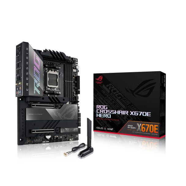 ASUS ROG CROSSHAIR X670E HERO AMD X670E Ryzen Socket AM5 ATX Desktop Motherboard