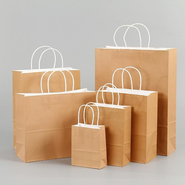 10 PCS Elegant Kraft Paper Bag With Handles for Wedding/Birthday Party/Jewelry/Clothes, Size:16x22x8cm(White Kraft)