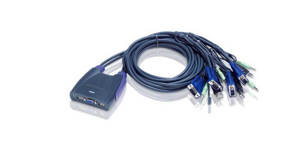 ATEN 4-Port USB VGA/Audio Cable KVM Switch W/1.8M CABLE ATEN