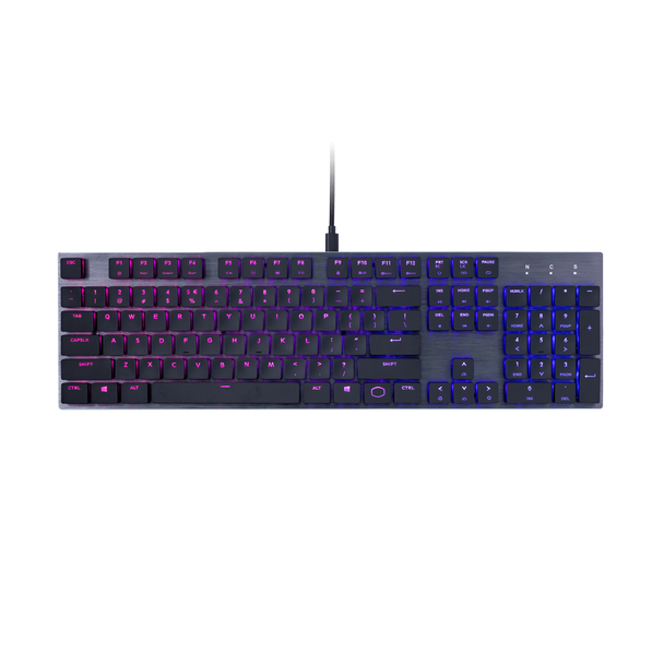 Cooler Master SK650 RGB Keyboard; Brushed Aluminum;Standard Layout; Red Cherry MX Low Profile Mechanical Switches .