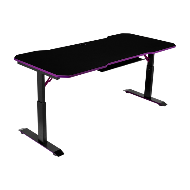 Cooler Master Gaming Desk GD160; Black and Purple; 3 level height adjustable; Cable management; Surface Mousepad.