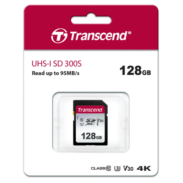 TRANSCEND 300S 128GB UHS-1 CLASS 10 U1 U3 V10 SDXC CARD - TLC