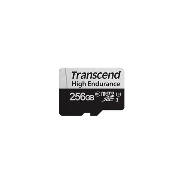 TRANSCEND 350V 256GB HIGH ENDURANCE MICRO SD UHS-I  U3 CLASS10 - READ 100 MB/S - WRITE 45MB/S - WITH SD ADPTOR