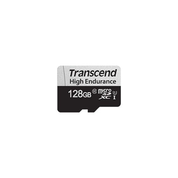 TRANSCEND 350V 128GB HIGH ENDURANCE MICRO SD UHS-I  U1 CLASS10 - READ 100 MB/S - WRITE 45MB/S -  WITH SD ADPTOR