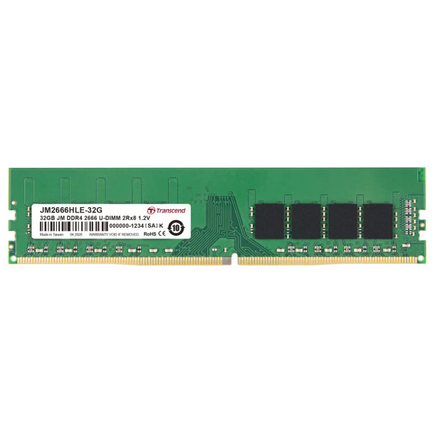 TRANSCEND 32GB JET MEMORY DDR4 2666MHZ DESKTOP UDIMM 2RX8 2GX8 CL19