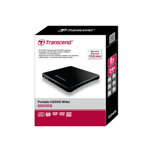 TRANSCEND 8X ULTRA-SLIM USB DVD-RW - BLACK