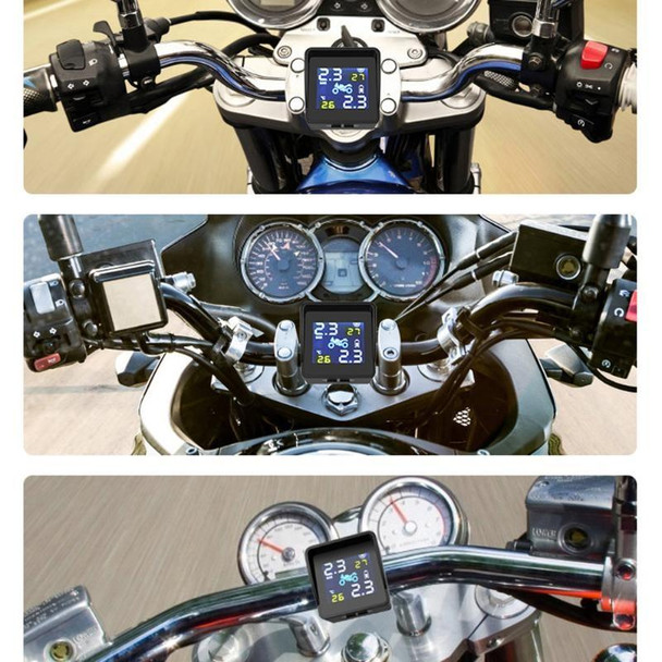Universal Motorcycle Wireless High Precision Solar Energy TPMS Tire Pressure Alarm System External Tire Monitor