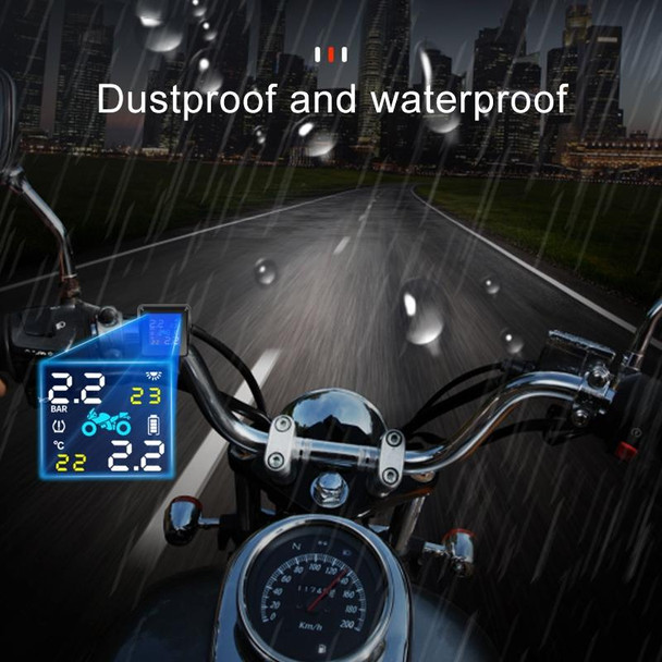 Universal Motorcycle Wireless High Precision Solar Energy TPMS Tire Pressure Alarm System External Tire Monitor