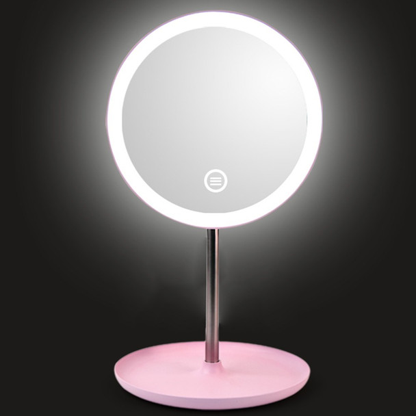 Lighted Large Makeup Mirror 360-degree Rotating LED Light Mirror Brightness Adjustable Circle Vanity Mirror for Home Travel Gift - White