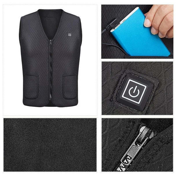 Electric USB Heated Warm Vest Men Women Heating Coat Jacket Clothing - XL