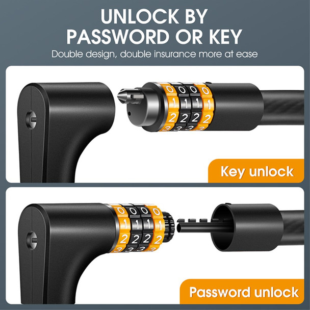 WEST BIKING 4-digit Bike Password Lock Digit Key Dual Opening Anti Theft MTB Bicycle Cable Lock