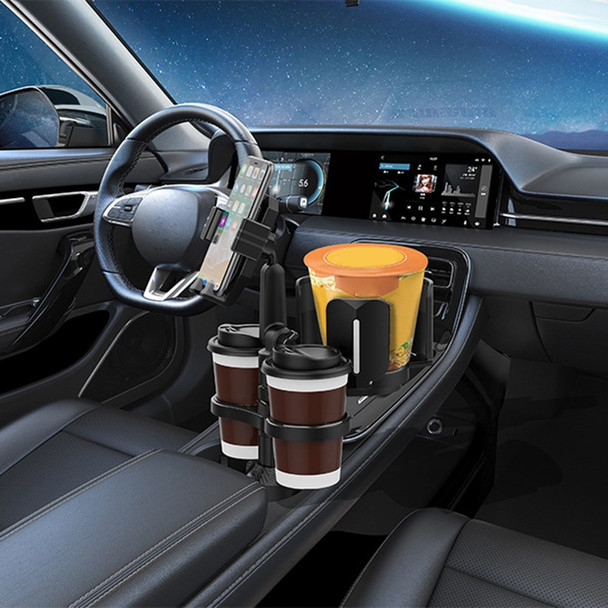 Car Cup Holder Phone Clip Expander Multifunctional Coffee Drink Instant Noodle Holder Tray Adjustable Rotation Cupholder - Grey
