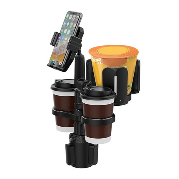 Car Cup Holder Phone Clip Expander Multifunctional Coffee Drink Instant Noodle Holder Tray Adjustable Rotation Cupholder - Grey