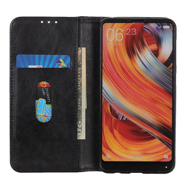 For Nokia G60 5G Litchi Texture Split Leather Case Stand Shockproof TPU Inner Shell Magnetic Absorption Wallet Folio Phone Cover - Black