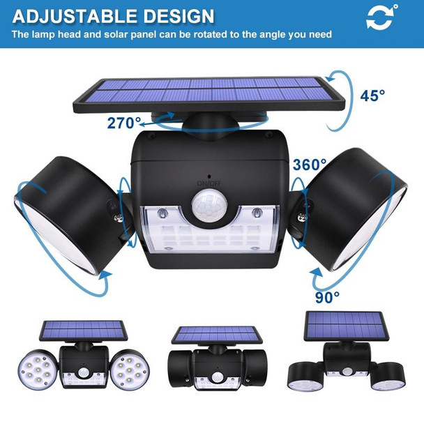 30 LEDs Solar Light Dual Head Solar Lamp PIR Motion Sensor Spotlight Waterproof Outdoor Adjustable Angle Lights