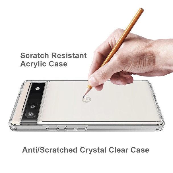 For Google Pixel 6a Crystal Clear Anti-scratch Phone Case Hard Acrylic + Soft TPU Hybrid Cover