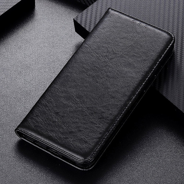 For Samsung Galaxy A04e 4G / F04 4G / M04 4G Anti-drop Phone Cover PU Leather Stand Wallet Case Crazy Horse Texture Magnetic Auto-absorbed Shell - Black