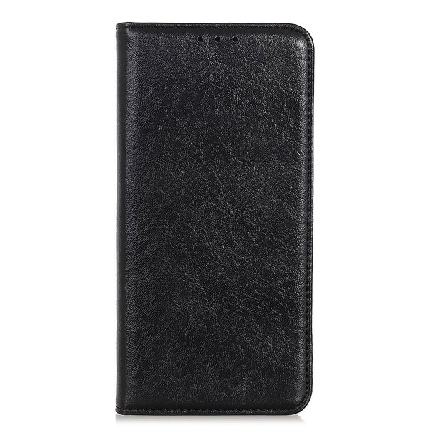 For Samsung Galaxy A04e 4G / F04 4G / M04 4G Anti-drop Phone Cover PU Leather Stand Wallet Case Crazy Horse Texture Magnetic Auto-absorbed Shell - Black