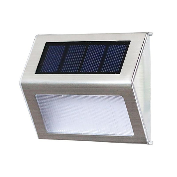 2PCS Solar Stainless Steel 3 LED Stair Wall Lamp Outdoor Garden Fence Light(Warm Light)