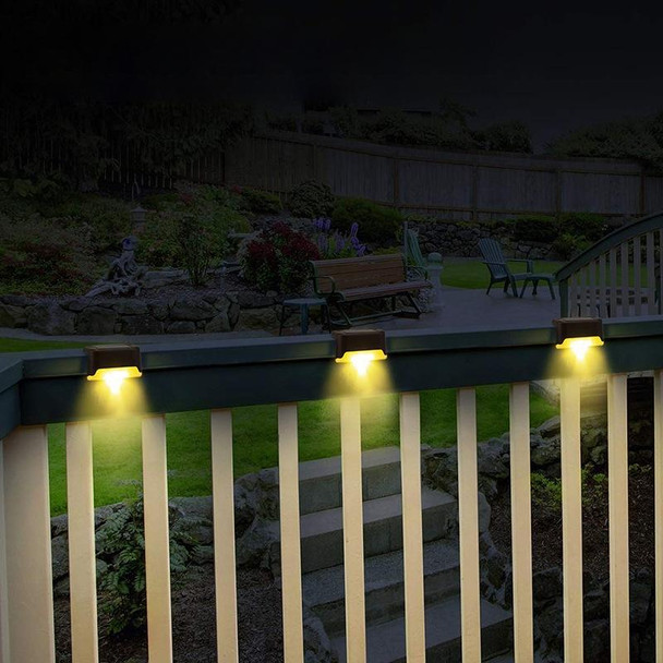 4 PCS Solar Railing Light Staircase Light Outdoor Waterproof LED Step Light Garden Decoration Landscape Light, Warm White Light(Brown)