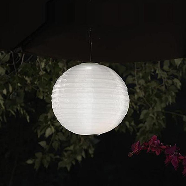 26 LM Outdoor Solar White Lantern Hanging Lamp Wedding Festival Celebration Lantern Courtyard Decorative Light(White Light)
