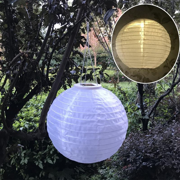 26 LM Outdoor Solar White Lantern Hanging Lamp Wedding Festival Celebration Lantern Courtyard Decorative Light(Warm Light)