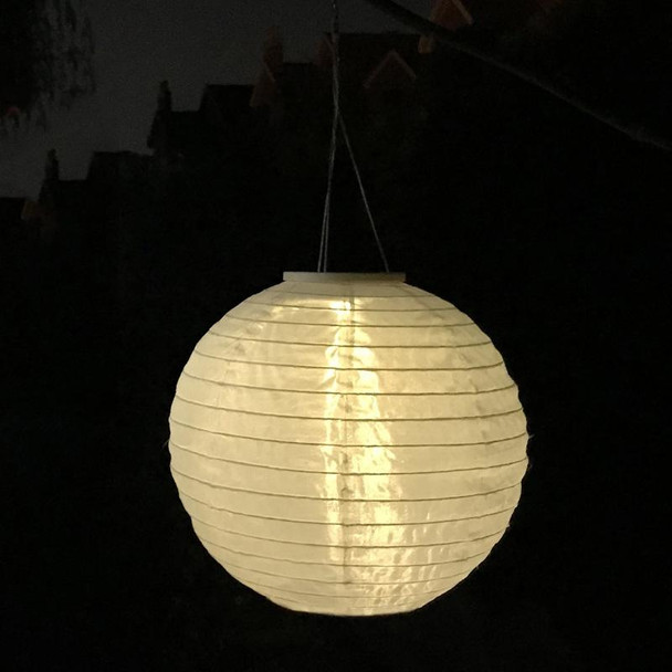 26 LM Outdoor Solar White Lantern Hanging Lamp Wedding Festival Celebration Lantern Courtyard Decorative Light(Warm Light)