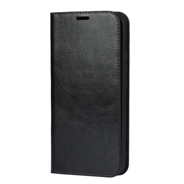 Crazy Horse Texture Genuine Leather Stand Case Phone Wallet Cover for ZTE Libero 5G - Black