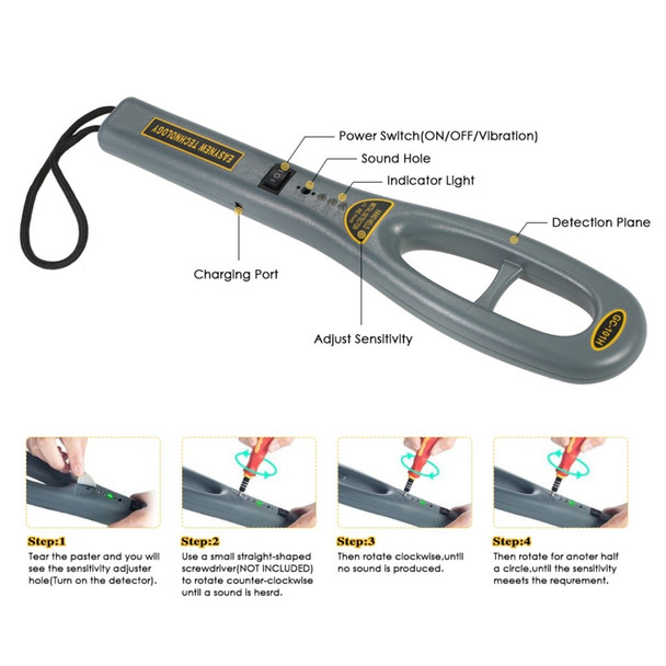 Portable Handheld Metal Detector High Sensitivity Inspection Metal Detector with Buzzer Vibration