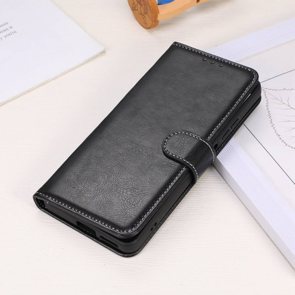 For Xiaomi Poco F4 5G / Redmi K40S 5G PU Leather Case Crazy Horse Texture Stand Wallet Shockproof Phone Cover - Black