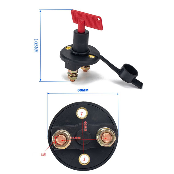 A2985 200A Car Boat RV ATV Battery Kill Switch Isolator Disconnect Power Cut Off Switch with 2 Keys