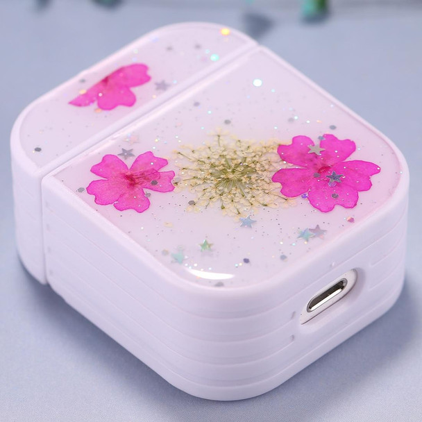 AirPods 1 / 2 Beautiful Ladies Flowers Pattern Wireless Earphone Protective Case(Rose Red)