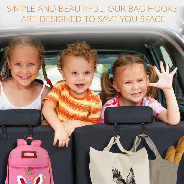 1 Pair Car Seat Back Bag Hooks Headrest Hanger Holder with Double Hooks