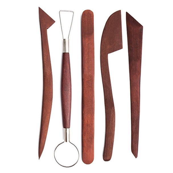 2103105 5Pcs Wooden Pottery Sculpting Tools Set Ceramic Clay Tools for Art Crafts Carving Modeling