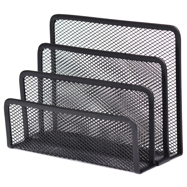 Office Letter Sorter Metal Mesh Desktop File Organizer with 3 Vertical Upright Compartments