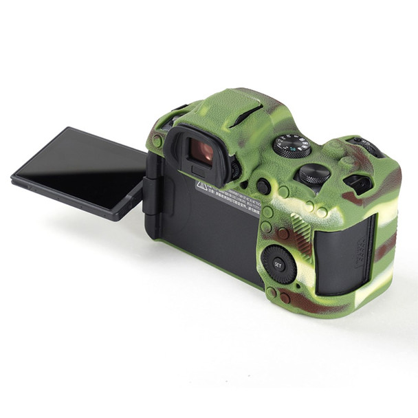 For Canon EOS R6 Litchi Texture Silicone DSLR Camera Protective Cover Case - Camouflage