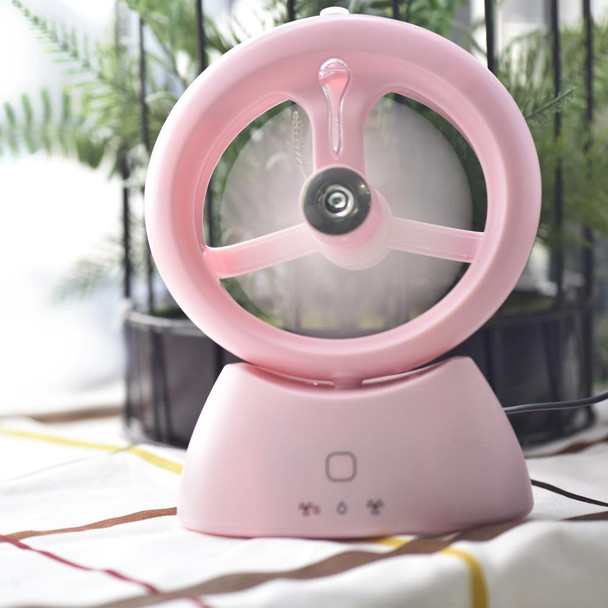Mini USB Rechargeable Spray Fan Student Dormitory Office Desktop Mute Fan(Frosted Pink)
