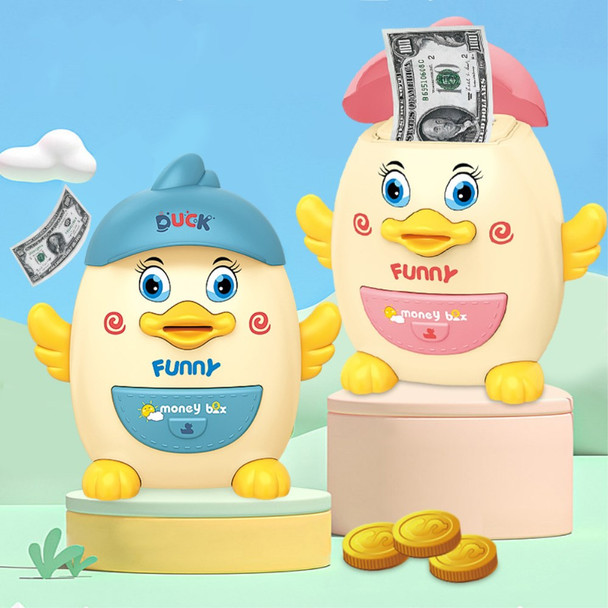 Cartoon Duck Egg Fingerprint Password Coin Money Saving Box ATM Automatic Roll Money Piggy Bank Kids Toy Gift  Pink