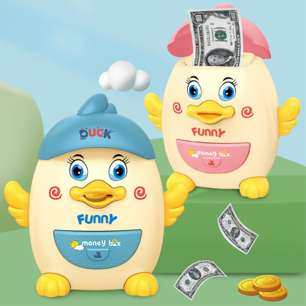 Cartoon Duck Egg Fingerprint Password Coin Money Saving Box ATM Automatic Roll Money Piggy Bank Kids Toy Gift  Pink