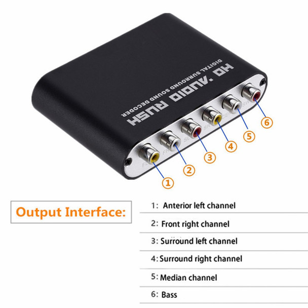 Digital to Analog 5.1 Channel Audio Decoder Amplifier SPDIF Coaxial to RCA DTS AC3 Optical Digital Amplifier Analog Converter for TV