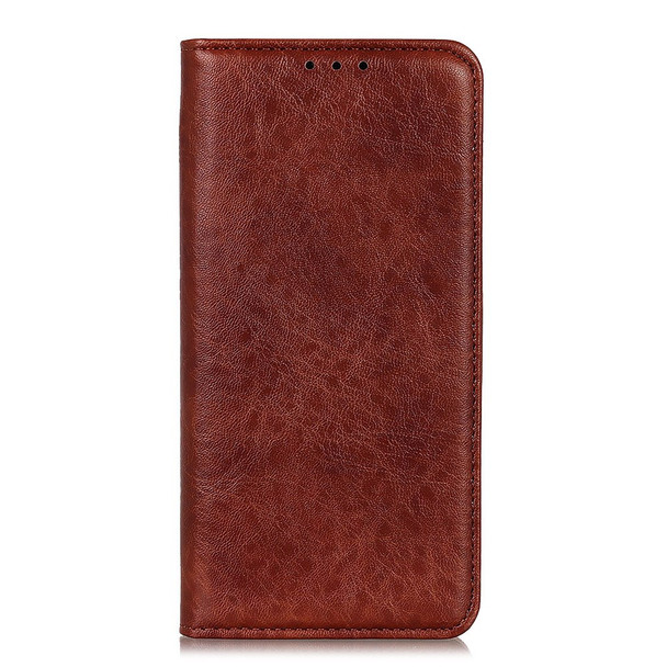 Auto-absorbed Crazy Horse Texture Leather Case Wallet Stand Shell for Oppo A93 5G/A54 5G/A74 5G - Brown