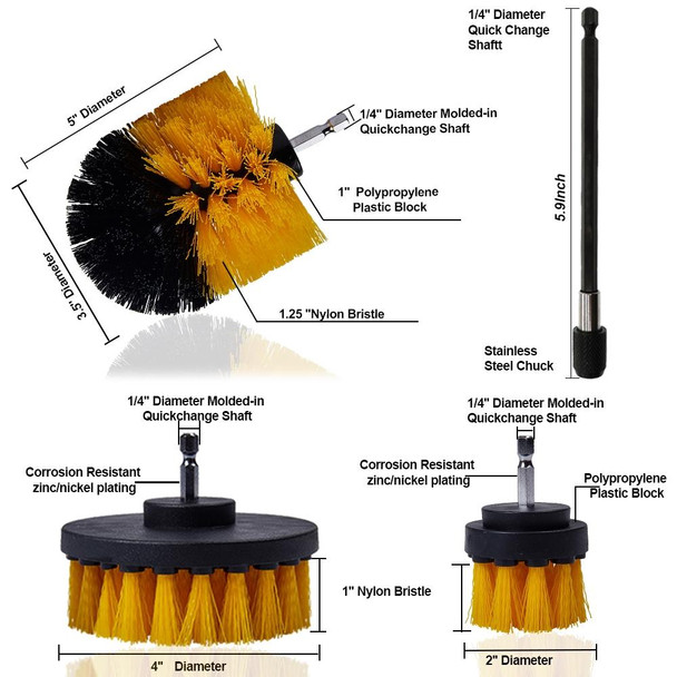 26 PCS / Set Car Beauty Car Wash Detail Brush Electric Drill Brush Outlet Brush(Yellow )