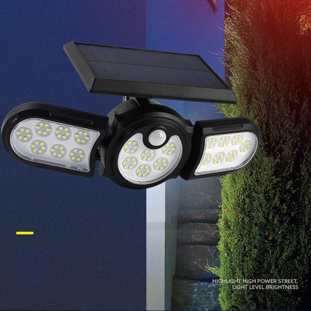  140 COB TG-TY080 3-Heads Rotatable Solar Wall Light Outdoor Waterproof Human Body Induction Garden Lawn Lamp