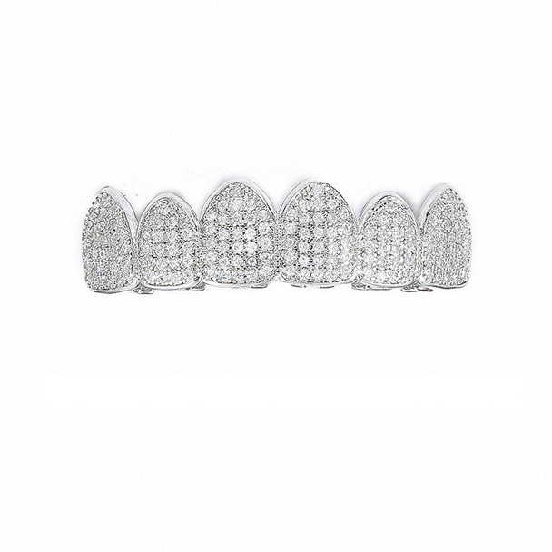 Halloween Accessories Micro-Inlaid Zircon Hip-Hop Braces, Colour: Silver Upper Teeth